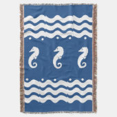 WITTE BLAUWE ZEE HORSE kustbewoners Deken (Voorkant Verticaal)