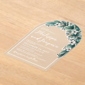 Witte & Blauwgroen Baby's Breath Greenery Wedding Acryl Uitnodigingen (Laagn)