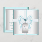 Witte Blauwgroen Blauwe Baby doop doop doopsel Kaart (Voorkant / Achterkant)