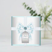 Witte Blauwgroen Blauwe Baby doop doop doopsel Kaart (Staand voorkant)