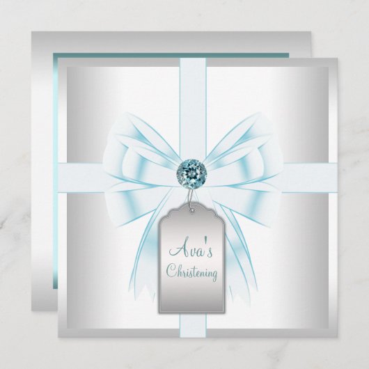 Witte Blauwgroen Blauwe Baby doop doop doopsel Kaart (Voorkant / Achterkant)