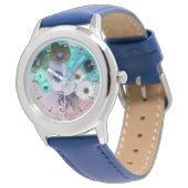 WITTE BLAUWGROEN BLAUWE ROZEN, ANEMONSLOEMMONOGRAM HORLOGE (Gekanteld)
