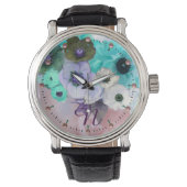 WITTE BLAUWGROEN BLAUWE ROZEN, ANEMONSLOEMMONOGRAM HORLOGE (Voorkant)