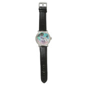 WITTE BLAUWGROEN BLAUWE ROZEN, ANEMONSLOEMMONOGRAM HORLOGE (Vlak)