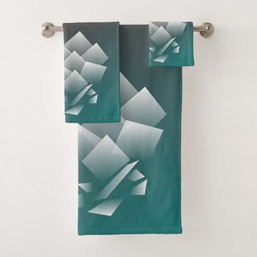 Witte blauwgroen bogung bad handdoek (Insitu)