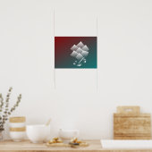 Witte blauwgroen bogung poster (Keuken)
