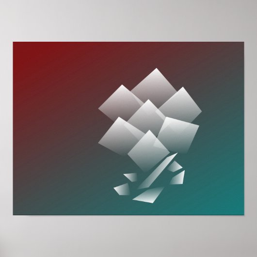 Witte blauwgroen bogung poster (Voorkant)