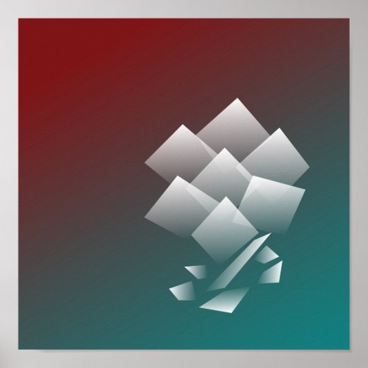 Witte blauwgroen bogung poster (Voorkant)