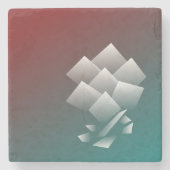 Witte blauwgroen bogung stenen onderzetter (Voorkant)