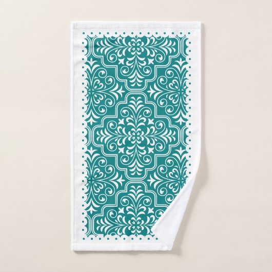 Witte blauwgroen dampvlekvormige witte gespleten r bad handdoek (Handdoek)