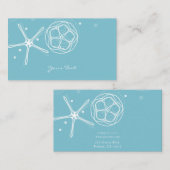 Witte & Blauwgroen Elegante Parel Starfish bruilof Visitekaartje (Voorkant / Achterkant)