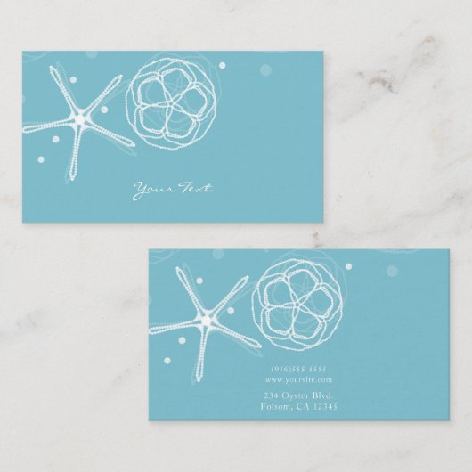 Witte & Blauwgroen Elegante Parel Starfish bruilof Visitekaartje (Voorkant / Achterkant)