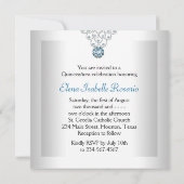 Witte Blauwgroen Quinceanera Kaart (Achterkant)