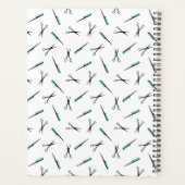 Witte Blauwgroen schaar & kammen Patroon Hair Styl Planner (Achterkant)