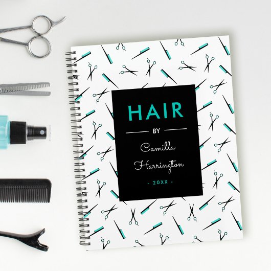 Witte Blauwgroen schaar & kammen Patroon Hair Styl Planner