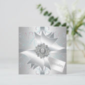 Witte Blauwgroen wervelingen Quinceanera Kaart (Staand voorkant)