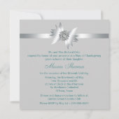 Witte Blauwgroen wervelingen Quinceanera Kaart (Achterkant)