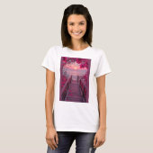 Witte blended t-shirt met roze ontwerp (Voorkant volledig)