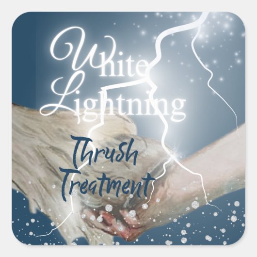 Witte bliksemschicht behandeling vierkante sticker (Voorkant)