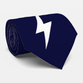 Witte bliksemschichten op marineblauwe Stropdas (Opgerold)