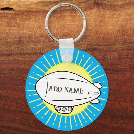 Witte Blimp Ballon Custom Sleutelhanger (Voorkant)