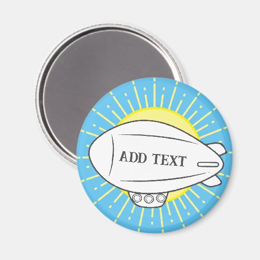 Witte Blimp Ballon in Sunny Sky Custom Magneet (Voorkant / Achterkant)