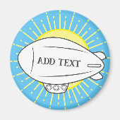 Witte Blimp Ballon in Sunny Sky Custom Magneet (Voorkant)