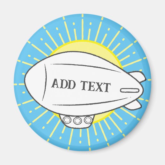 Witte Blimp Ballon in Sunny Sky Custom Magneet (Voorkant)