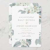 Witte Bloedbloesems Uitnodiging tot bruiloft (Voorkant / Achterkant)