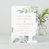 Witte Bloedbloesems Uitnodiging tot bruiloft (Staand voorkant)