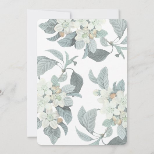 Witte Bloedbloesems Uitnodiging tot bruiloft (Achterkant)