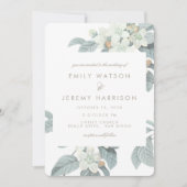 Witte Bloedbloesems Uitnodiging tot bruiloft (Voorkant)