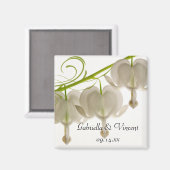 Witte bloeding Heart Flowers Weddenschap Magneet (Voorkant / Achterkant)