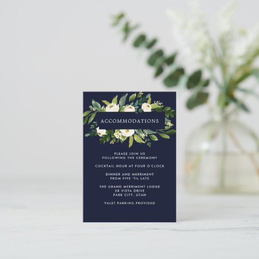 witte bloei | BRUILOFT Hotelgegevens Accommodatie Informatiekaartje (Staand voorkant)
