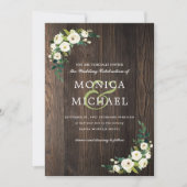 witte bloei | Hout Bloemen Botanische hoek Bruilof Kaart (Voorkant)