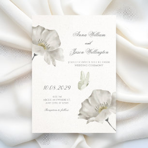 Witte bloeiende bloem bruiloft kaart