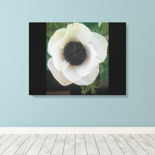 Witte bloeiende bloem canvas afdruk (Insitu (Houten vloer))