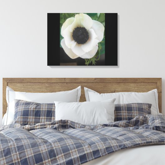 Witte bloeiende bloem canvas afdruk (Insitu (Slaapkamer))