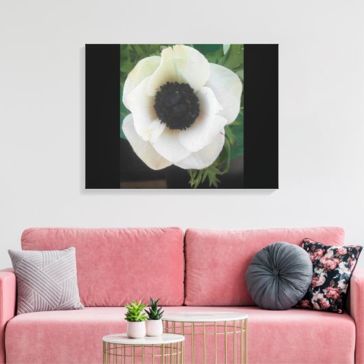 Witte bloeiende bloem canvas afdruk (Insitu (Woonkamer))