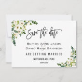 Witte Bloeiende Bloem Foto Save The Date (Achterkant)