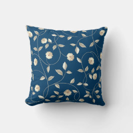 Witte bloeiende bloem retro stijl kussen