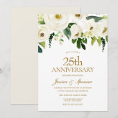 Witte Bloeiende Bloemen 25e Huwelijksjubileum Kaart (Voorkant / Achterkant)