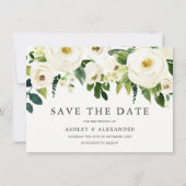 Witte Bloeiende Bloemen Elegant Alle Seizoenen Save The Date (Voorkant)