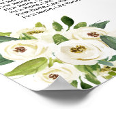 Witte Bloeiende Bloemen Handschrift Zitting Grafie Poster (Hoek)