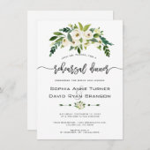 Witte Bloeiende Bloemige Handgeschreven Proef Dine Kaart (Voorkant / Achterkant)