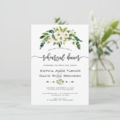 Witte Bloeiende Bloemige Handgeschreven Proef Dine Kaart (Staand voorkant)