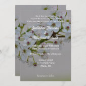 Witte bloeiende boom bruiloft kaart (Voorkant / Achterkant)