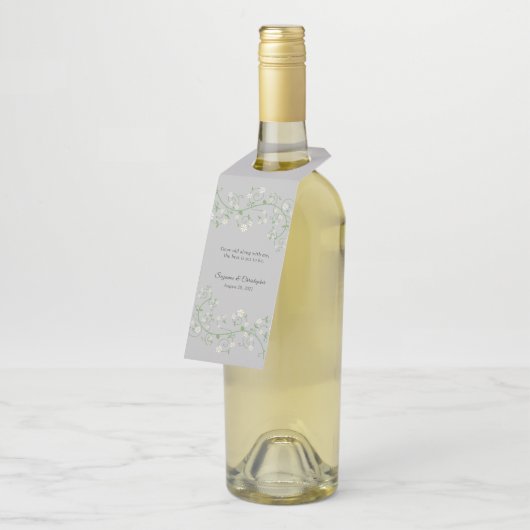 Witte Bloeiende Klimplant op Grijze Fles Hanger La (Schuin)