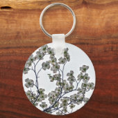 Witte Bloeiende Kornoelje Sleutelhanger (Voorkant)