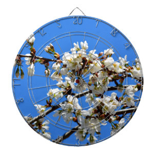 Witte bloeiende lenteboom witte bloesem dartbord